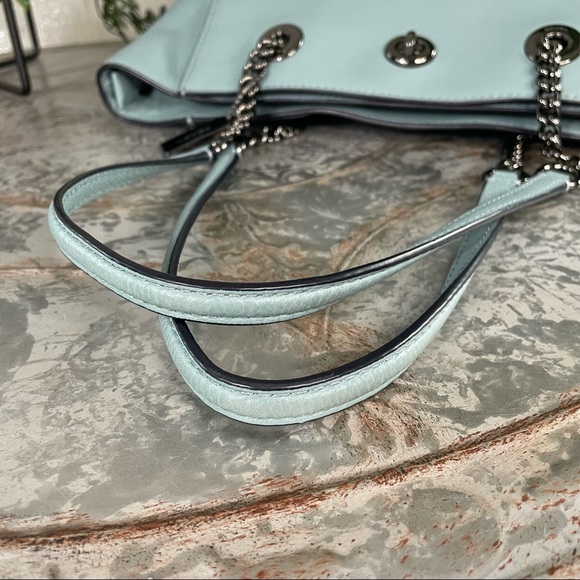 Coach Turnlock Chain Tote 27 57107 Chambray Blue - Picture 7 of 14
